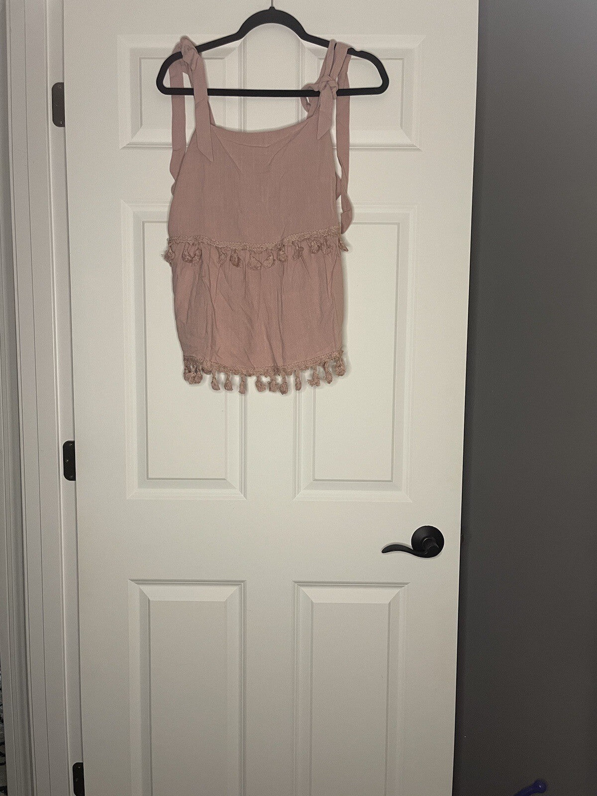 Rockin C Western Wear Sleeveless Blouse W Fringe Mauve Large New With Tags