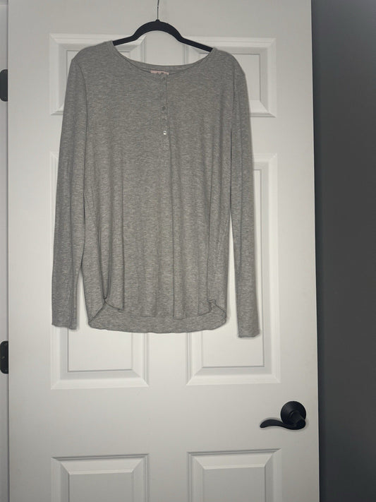 Ps Love Long Sleeve Blouse Xl Gray Ribbed 