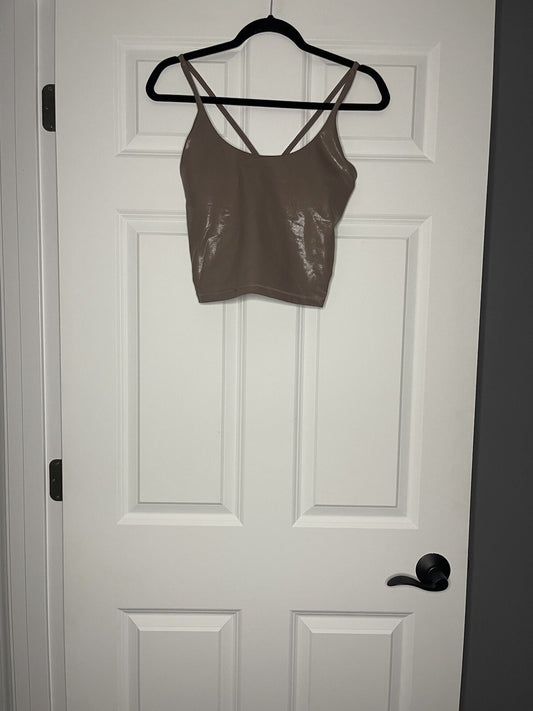 Almazen 2 piece activewear outfit xl taupe with sparkle leggings and tank 