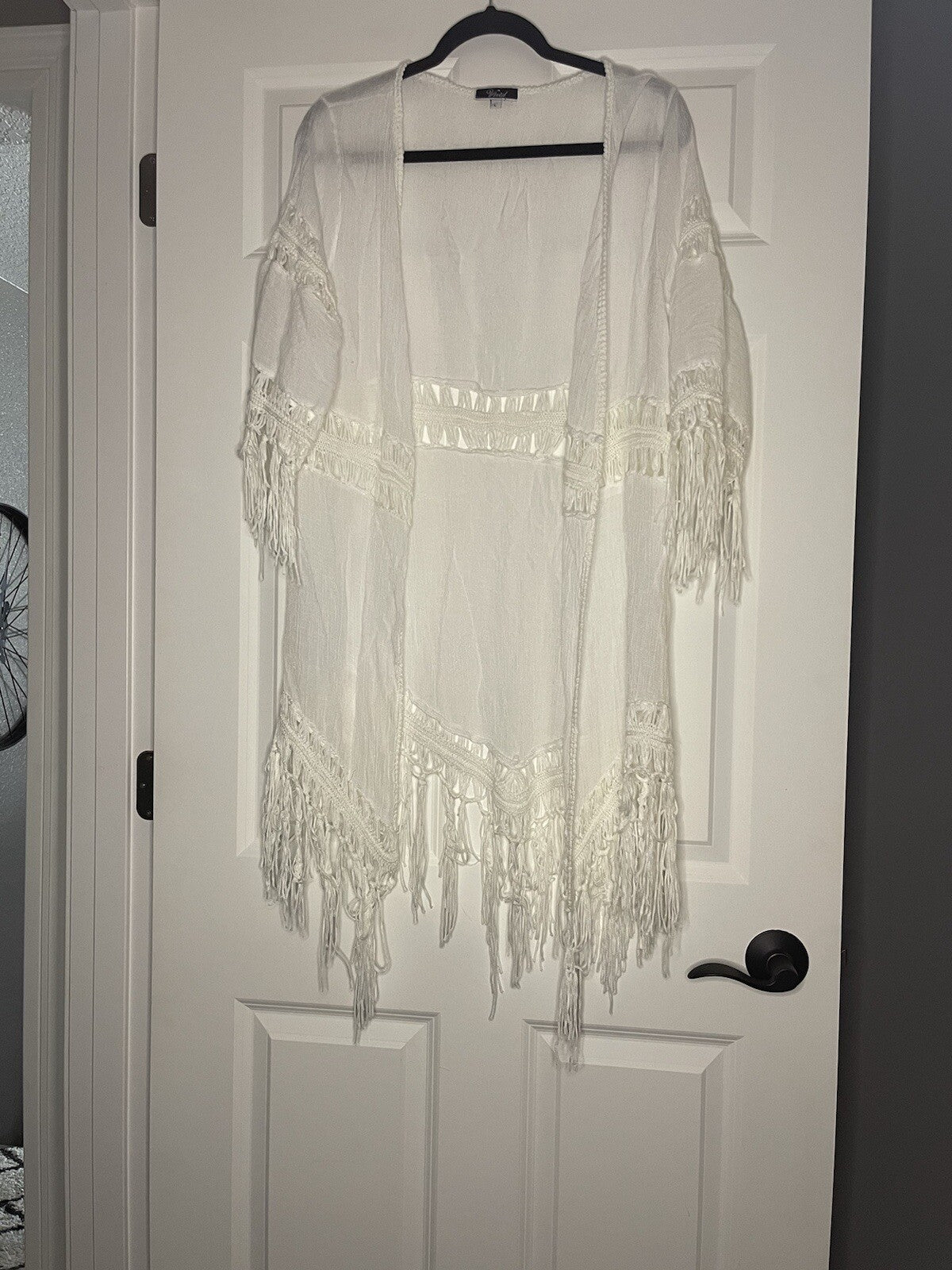 Vivid Swimsuit Coverup Large White W Fringe