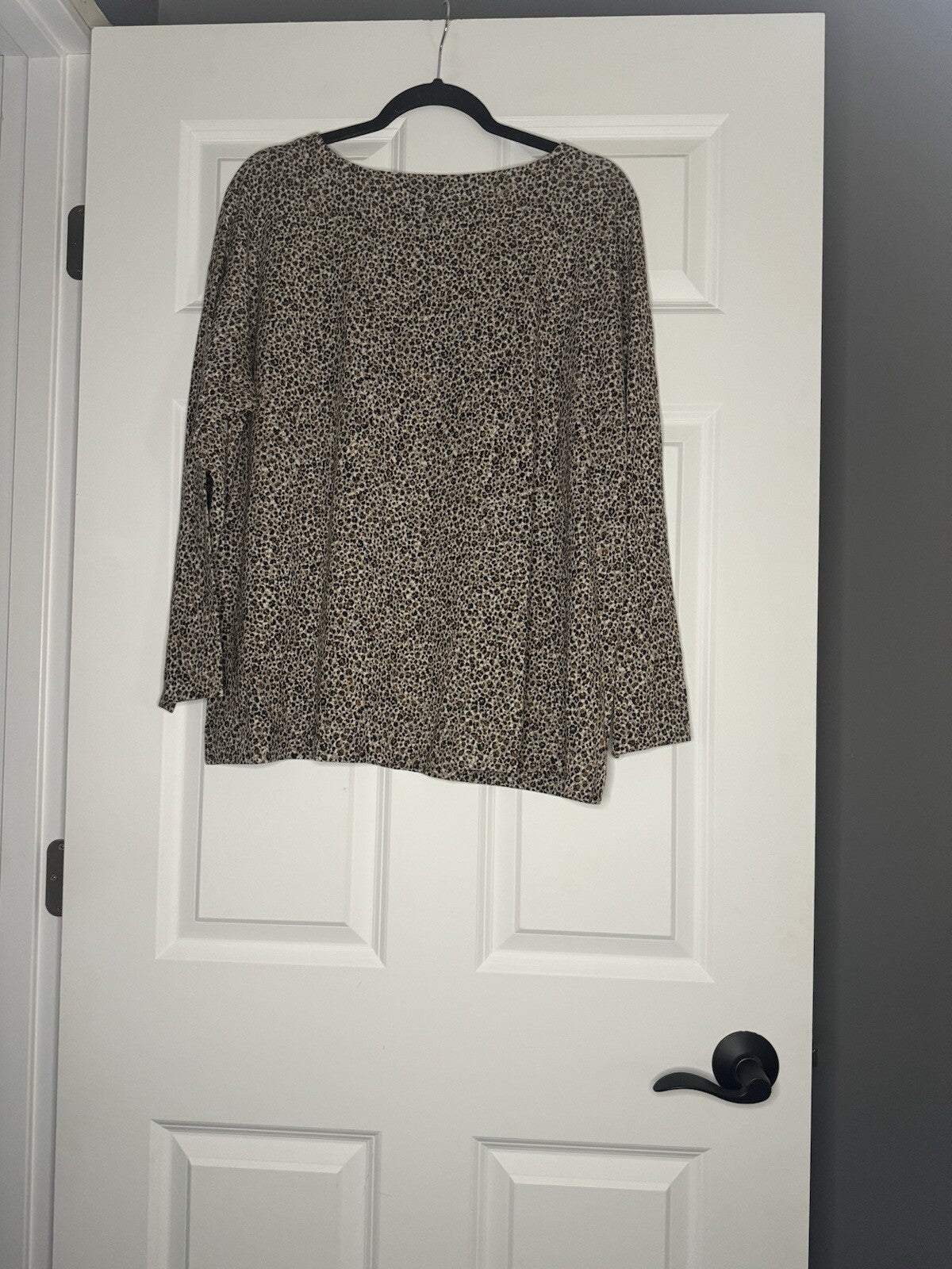 J Jill Luxe Supima Relaxed Blouse Xl Taupe Black Brown Animal Nwt 59