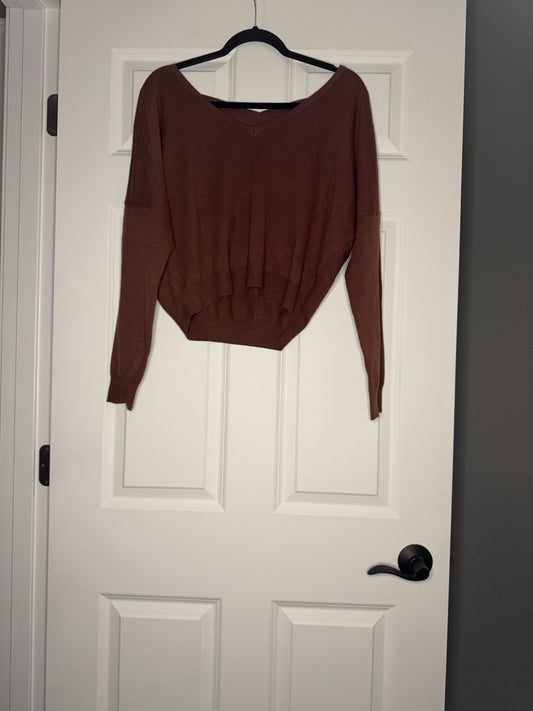 Dreamers Sweater With Criss Cross Cut Out Back Medium Rust Red 