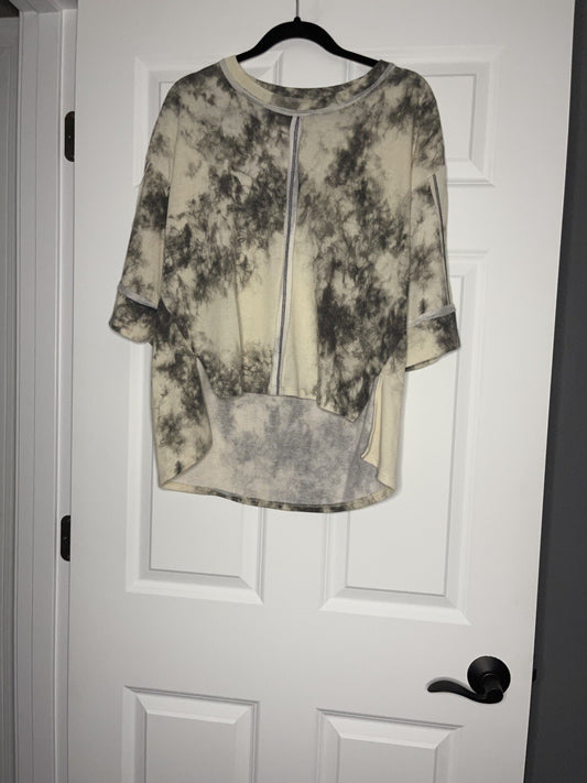 White birch 2 piece lounge set medium cream and gray tie dye print 