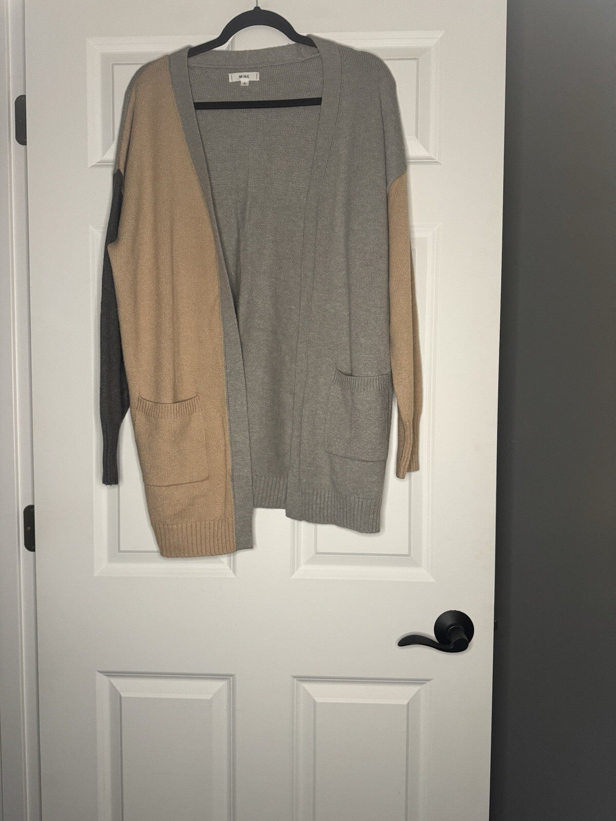 Mine Cardigan Sweater Large Brown Gray W Pockets 