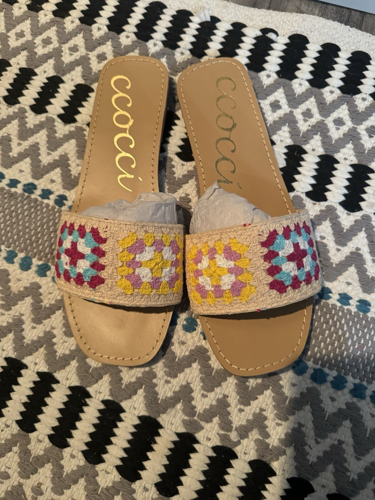 Ccocci Reef Slip On Sandals Multicolor Knit 9 New In Box 