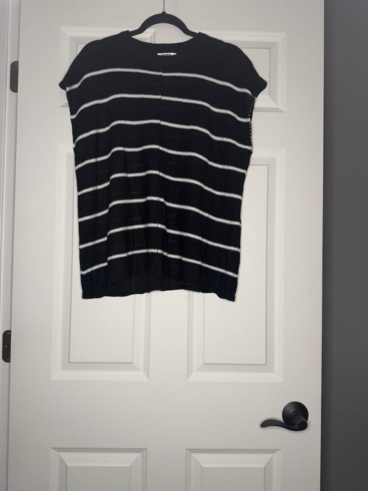 Zeagoo Short Sleeve Sweater Xl Black White Stripe 
