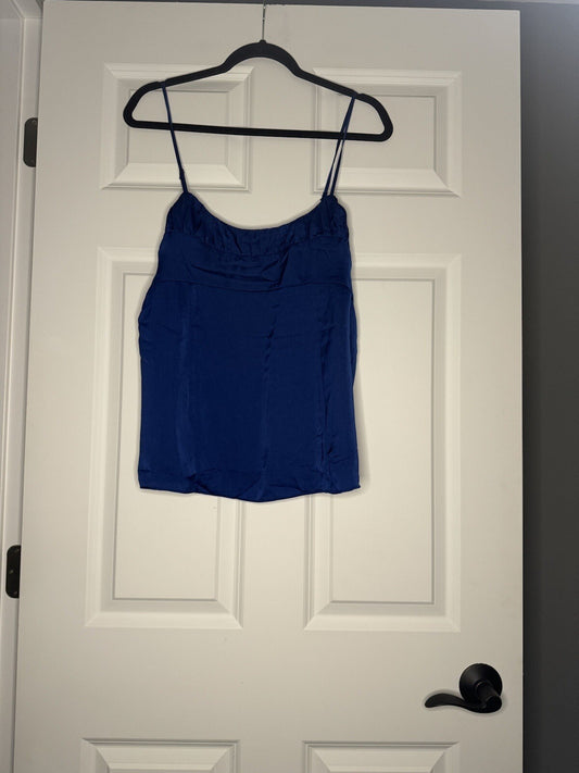Banana Republic Sleeveless Blouse Size 14 Zip Up Side Blue NWT 
