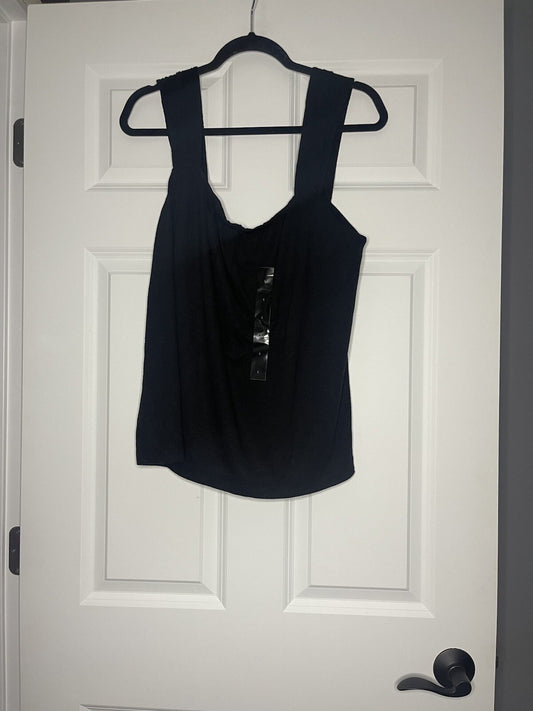 Banana Republic sleeveless wide strap blouse elastic around top black large nwt