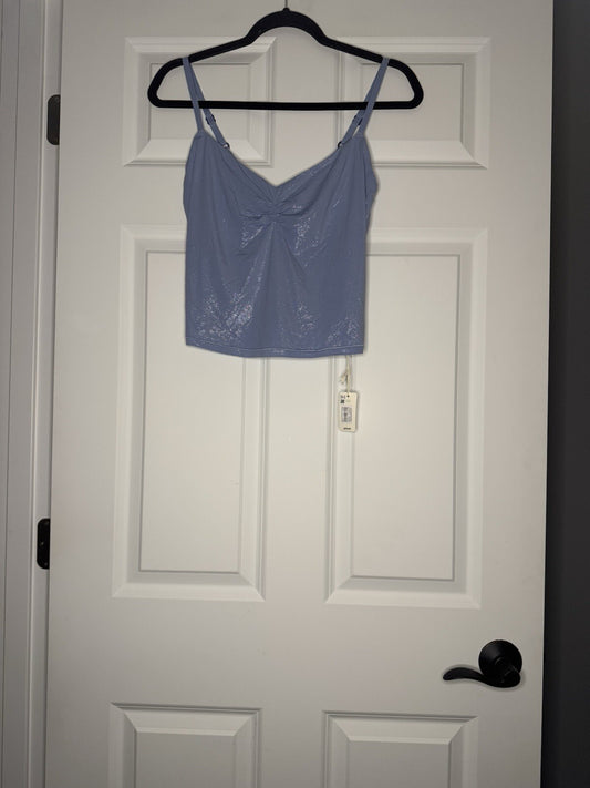 Smoothiez By Aerie Xl Sleeveless Top Blue Metallic Loungewear Nwt 