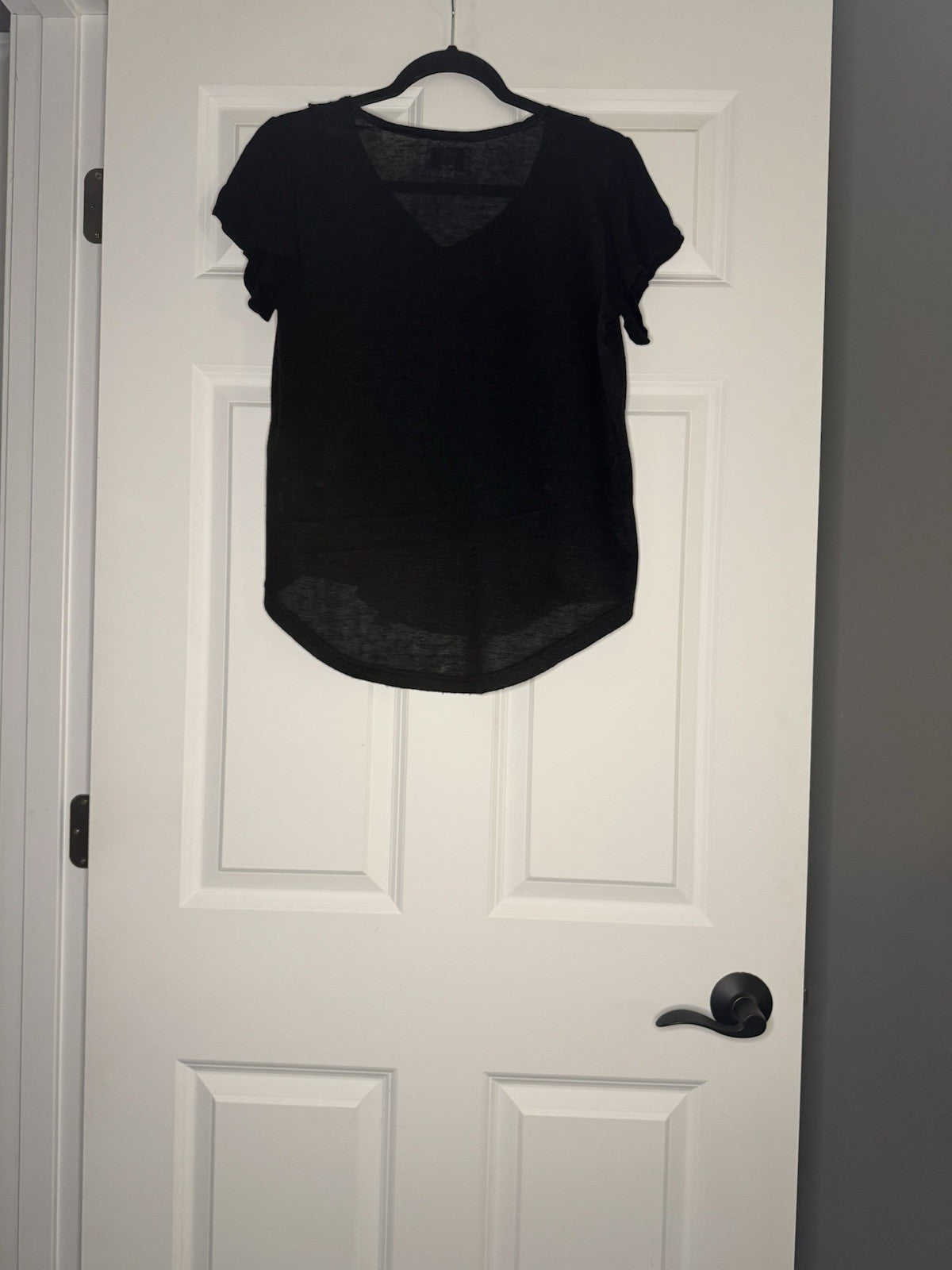 June And Ivy Short Sleeve Top Small Black Lace With Multicolored Tassles