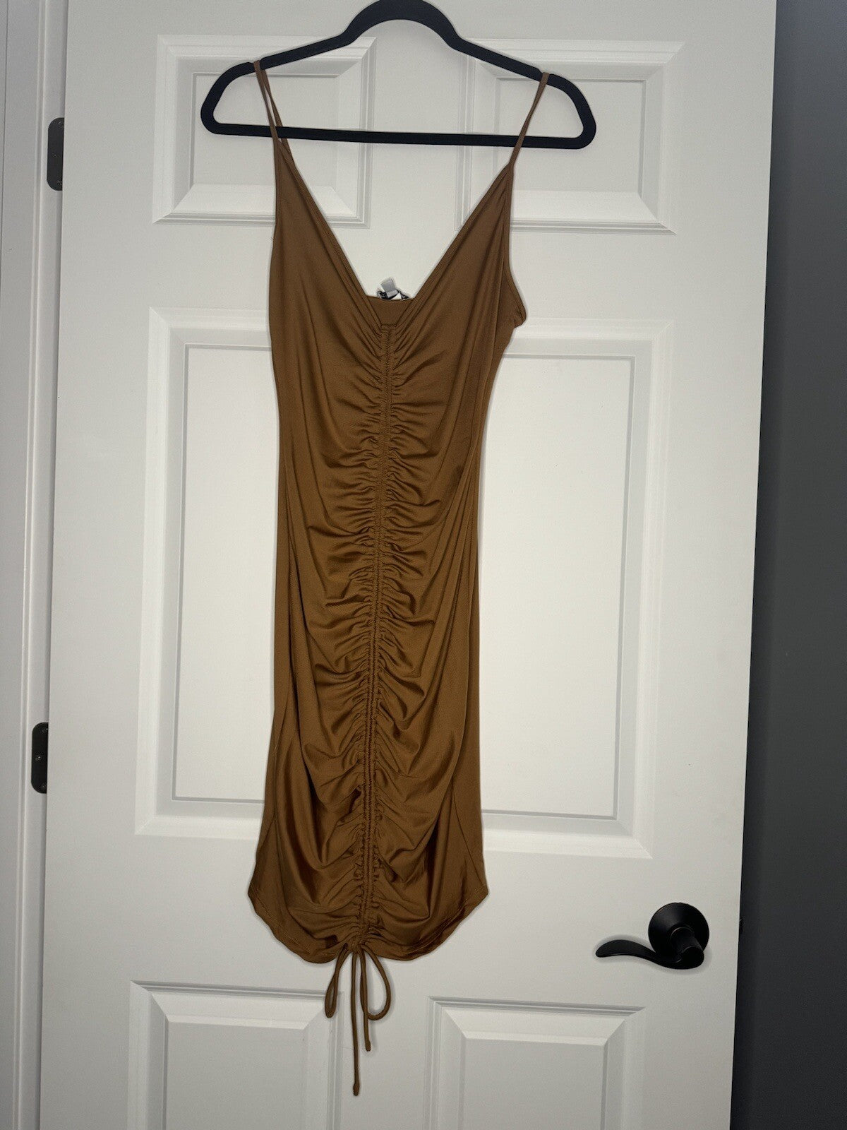 Fashion Nova Sleeveless Dress Shanghai Ruched Brown Small Nwt 