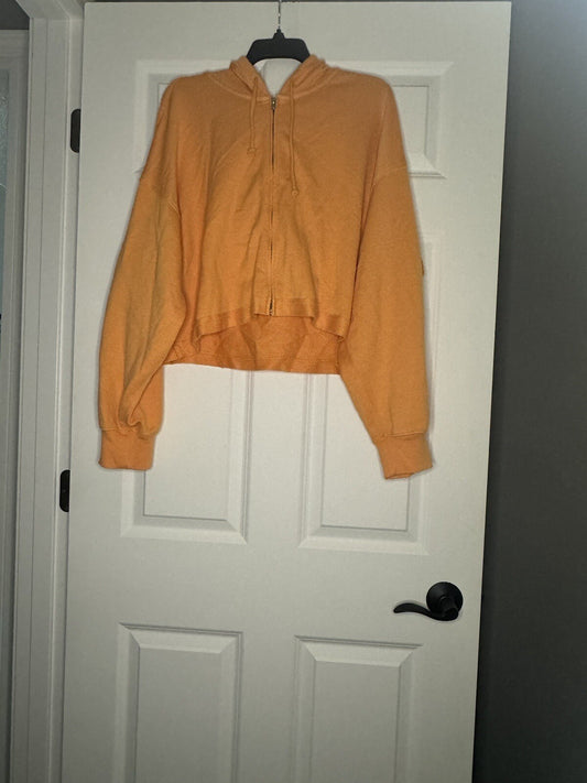 Aerie Hooded Zip Up Sweatshirt Xl Orange 