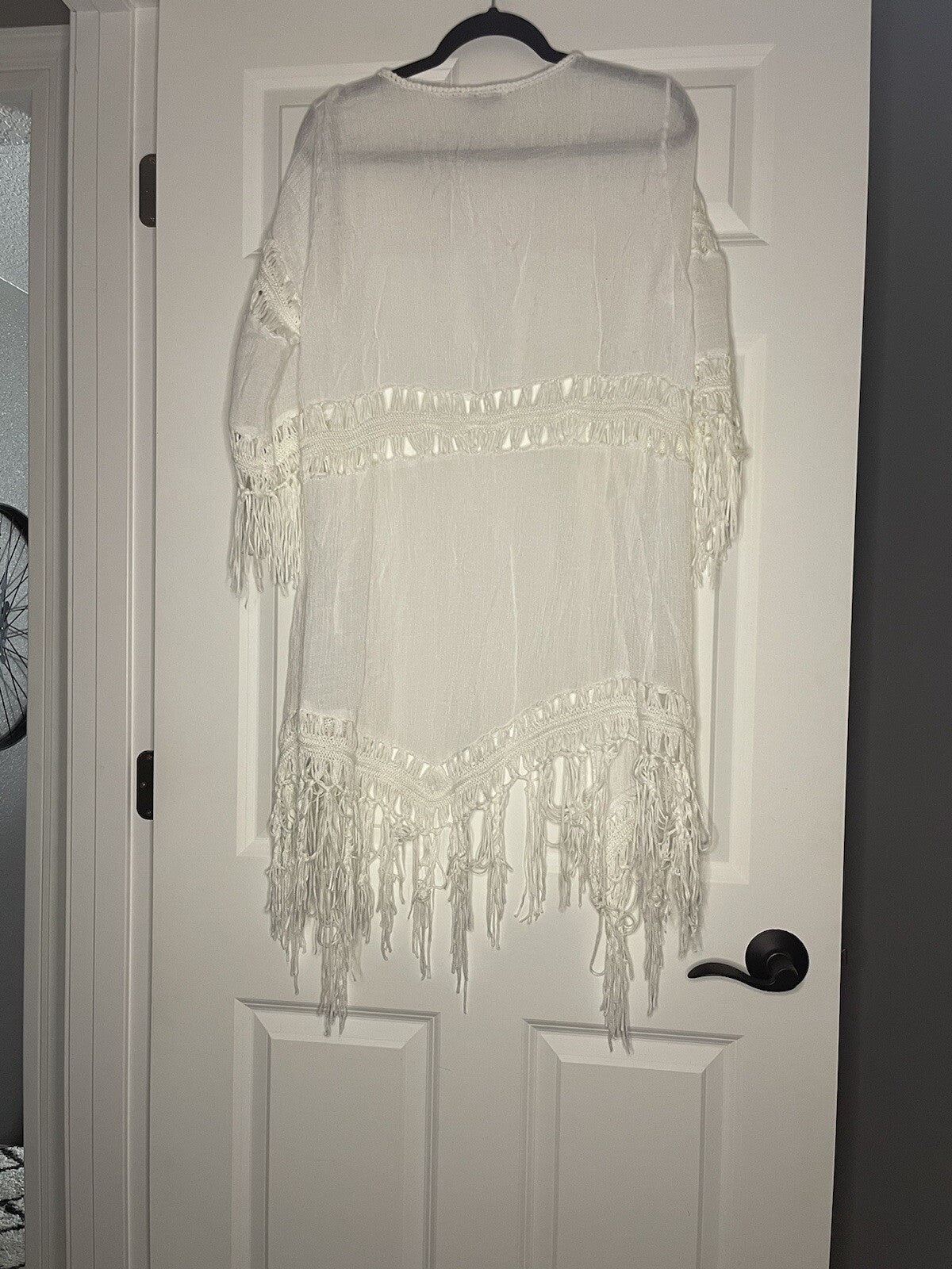Vivid Swimsuit Coverup Large White W Fringe
