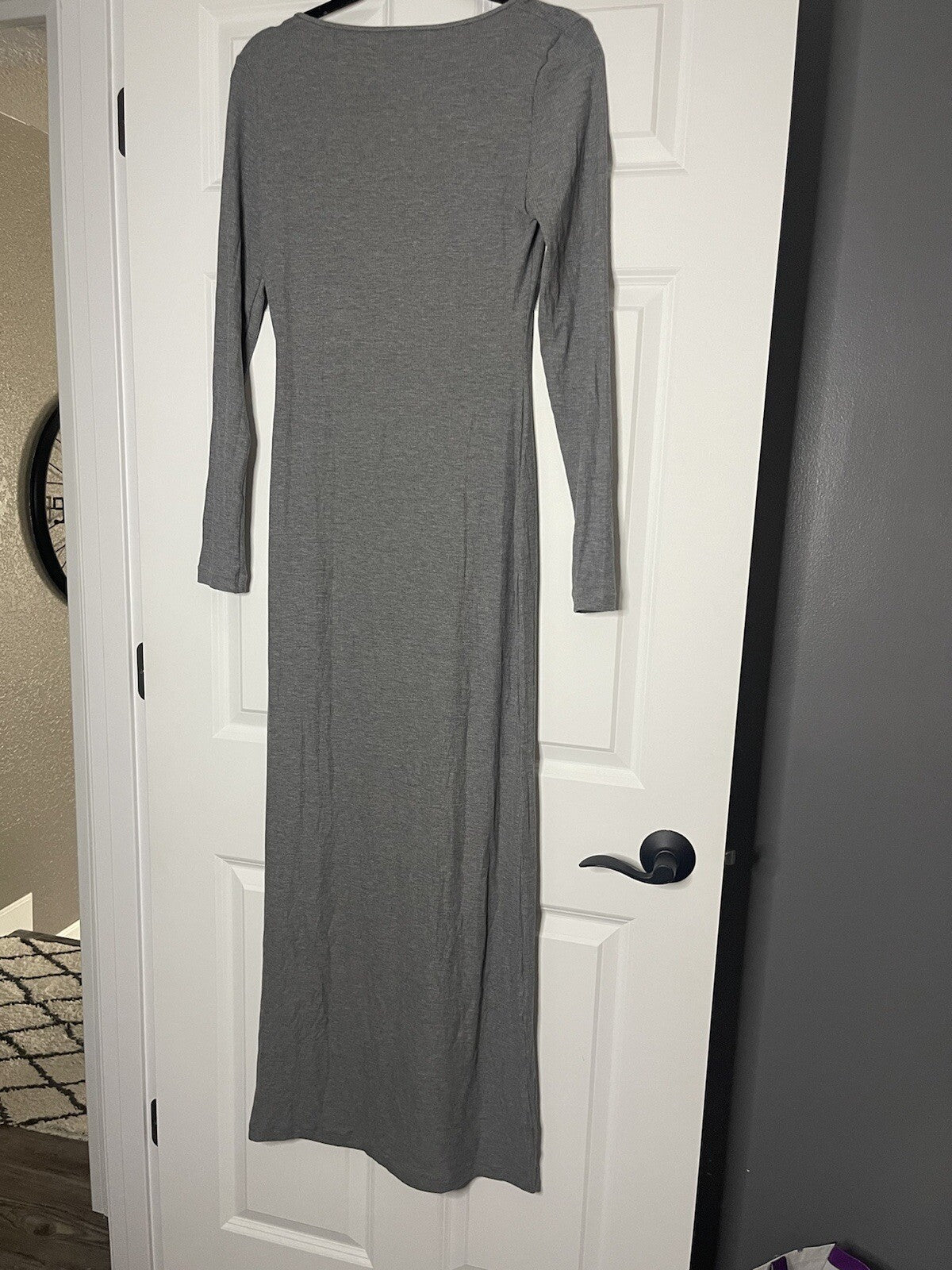Pumiey Long Sleeve Dress Ribbed Gray Xl 