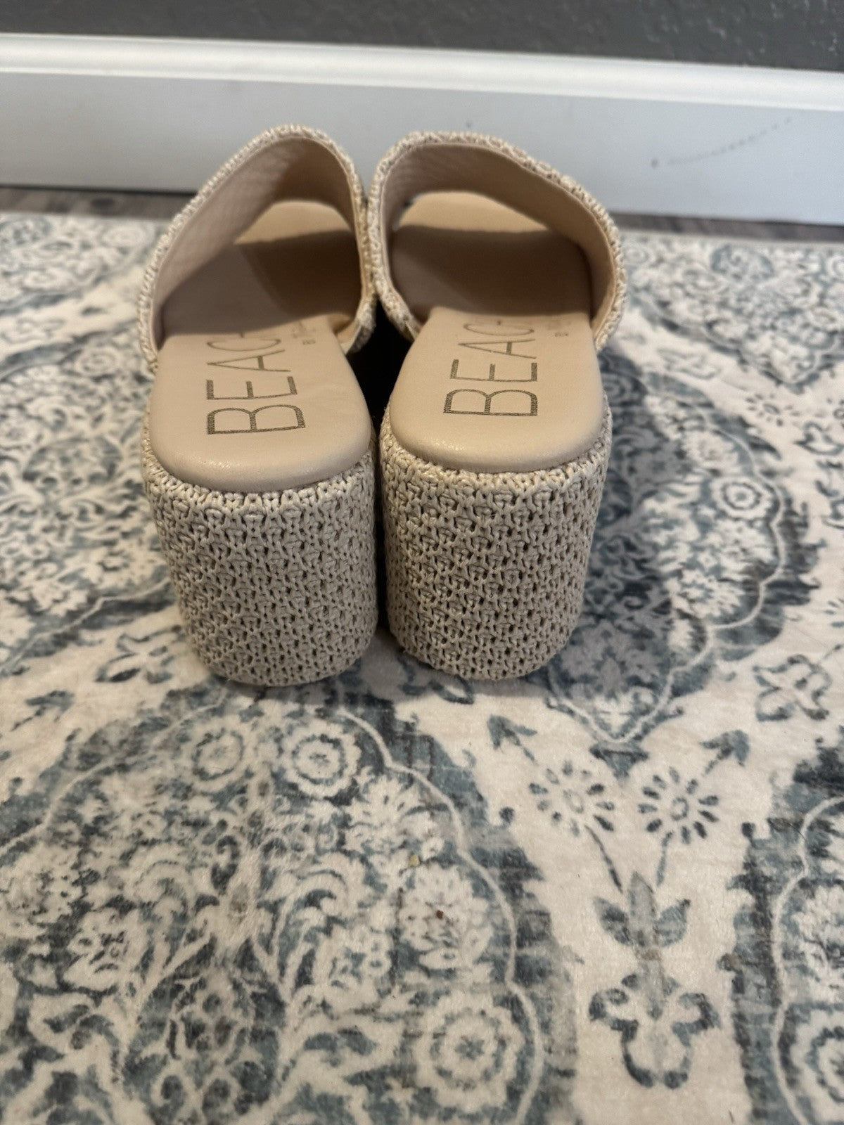 Beach By Matisse Beige Slip On Sandals With Heel Size 8