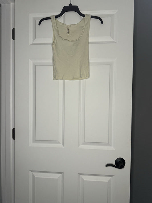 Skims Ribbed Cream Crop Tank Large