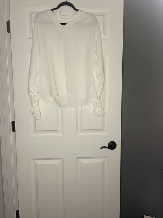La Mode Long Sleeve White Blouse Xl Nwt 