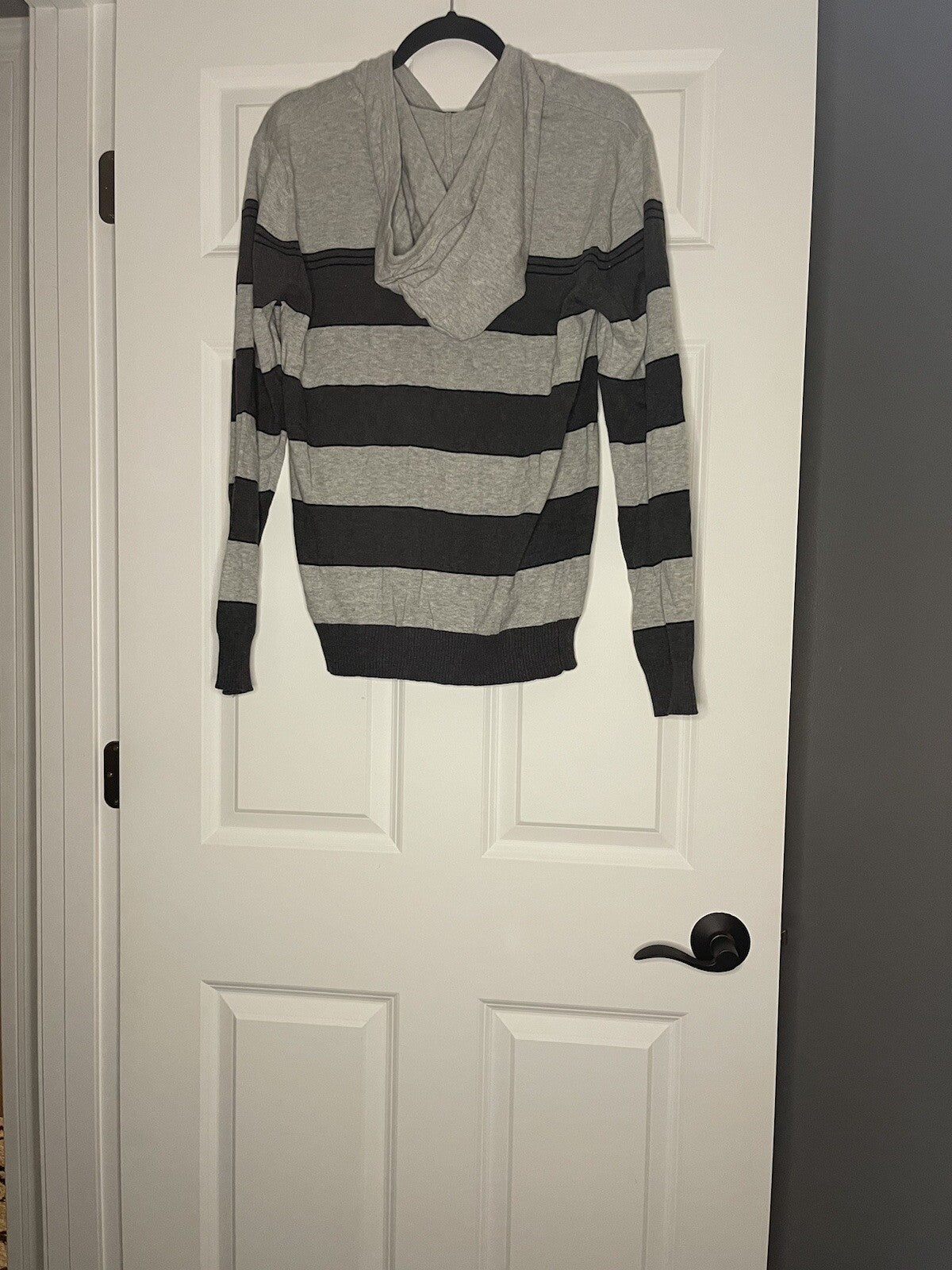Retro Fit Full Zip Sweater With Good Medium Gray Charcoal Black Stripe Nwt 