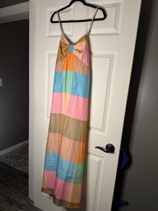 Avara Sleeveless Dress Green Brown Blue Peach Orange Small Nwt 108