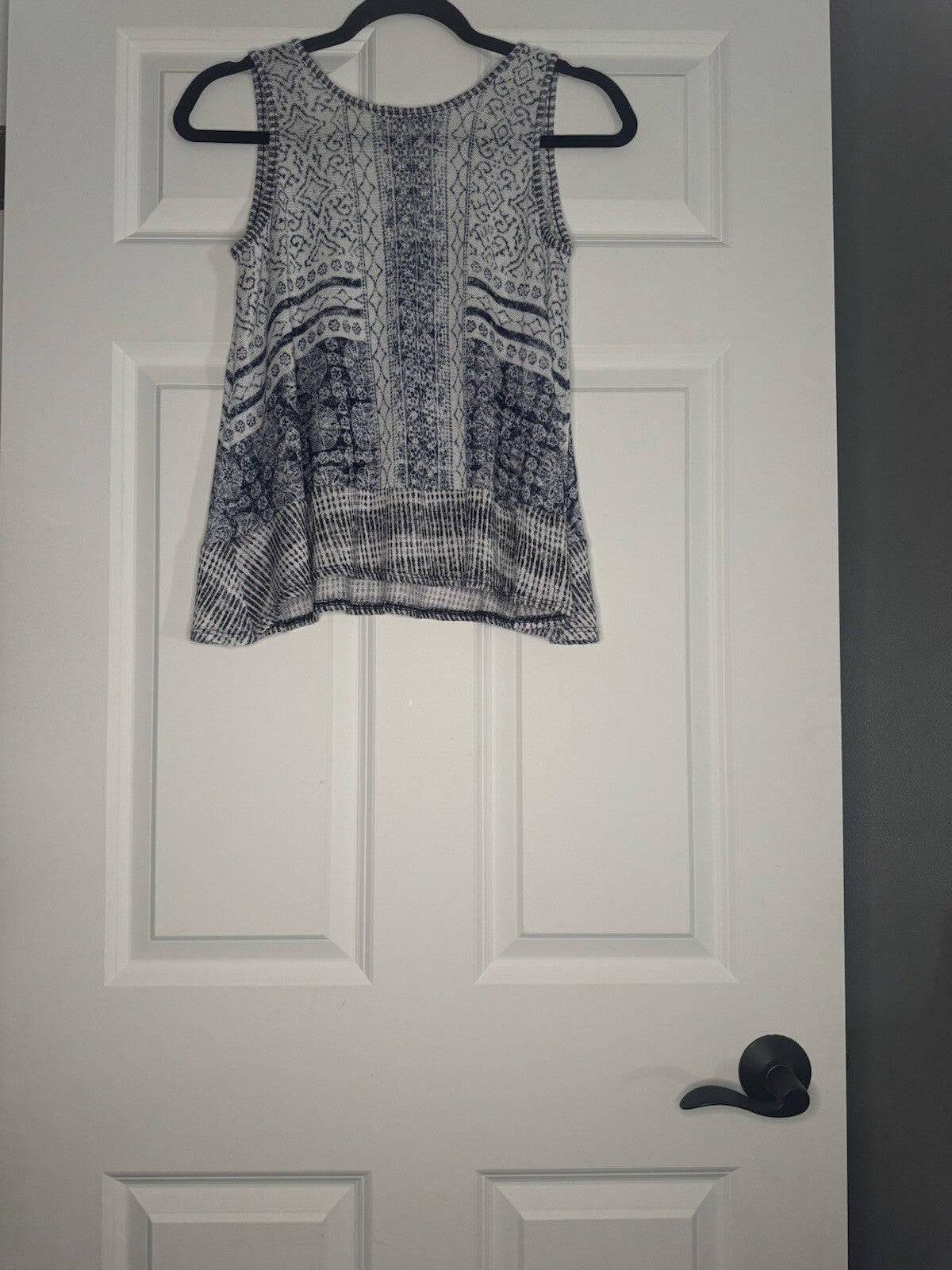 Miami Sleeveless Blouse XS Blue White Print 