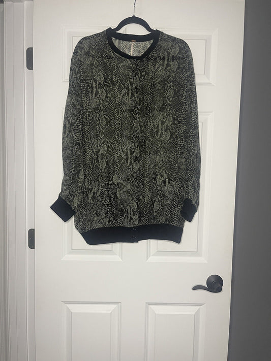 Free people cardigan small black print
