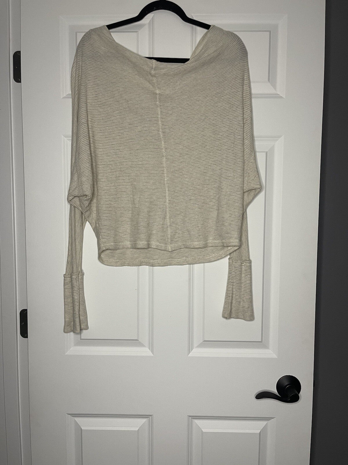 Elan waffle knit blouse small beige