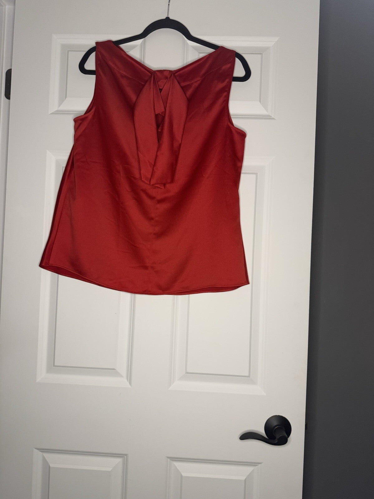 Ann Taylor Cowl Neck Sleeveless Blouse W Decorative Tie Back Large Red Nwt 