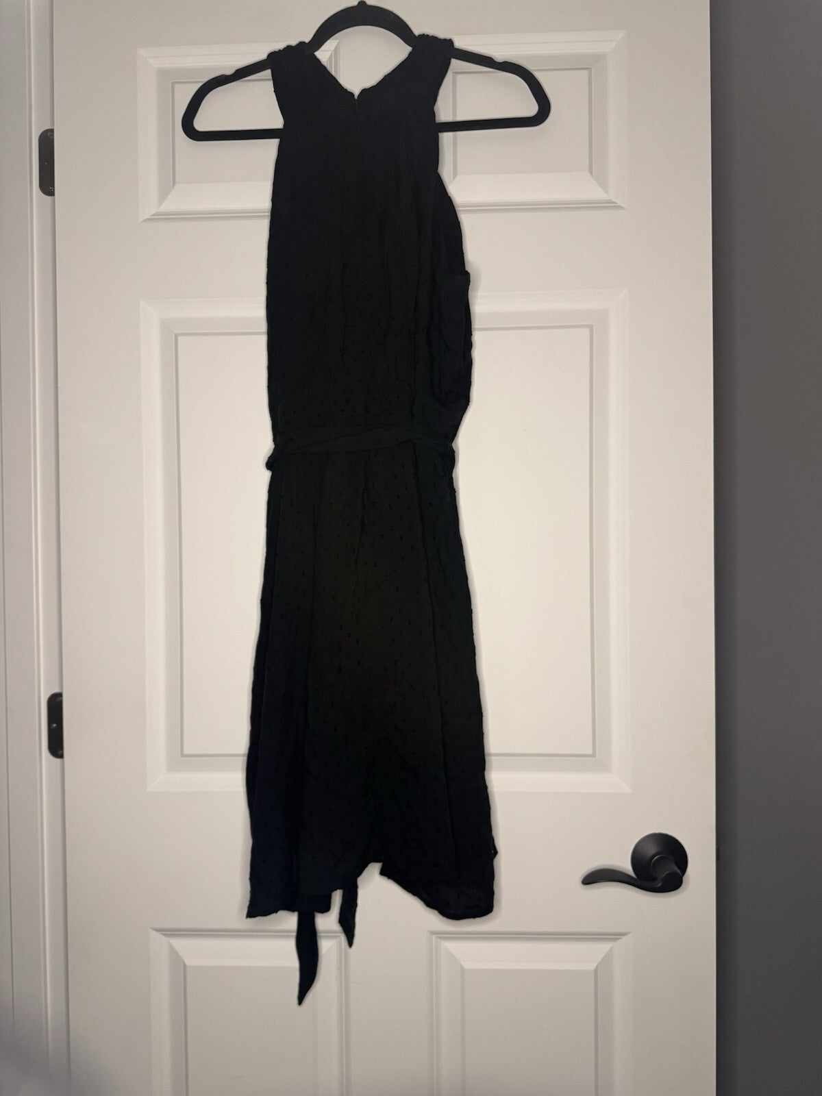 Loft Sleeveless Dress Size 14 Black With Stitching Short W Belt