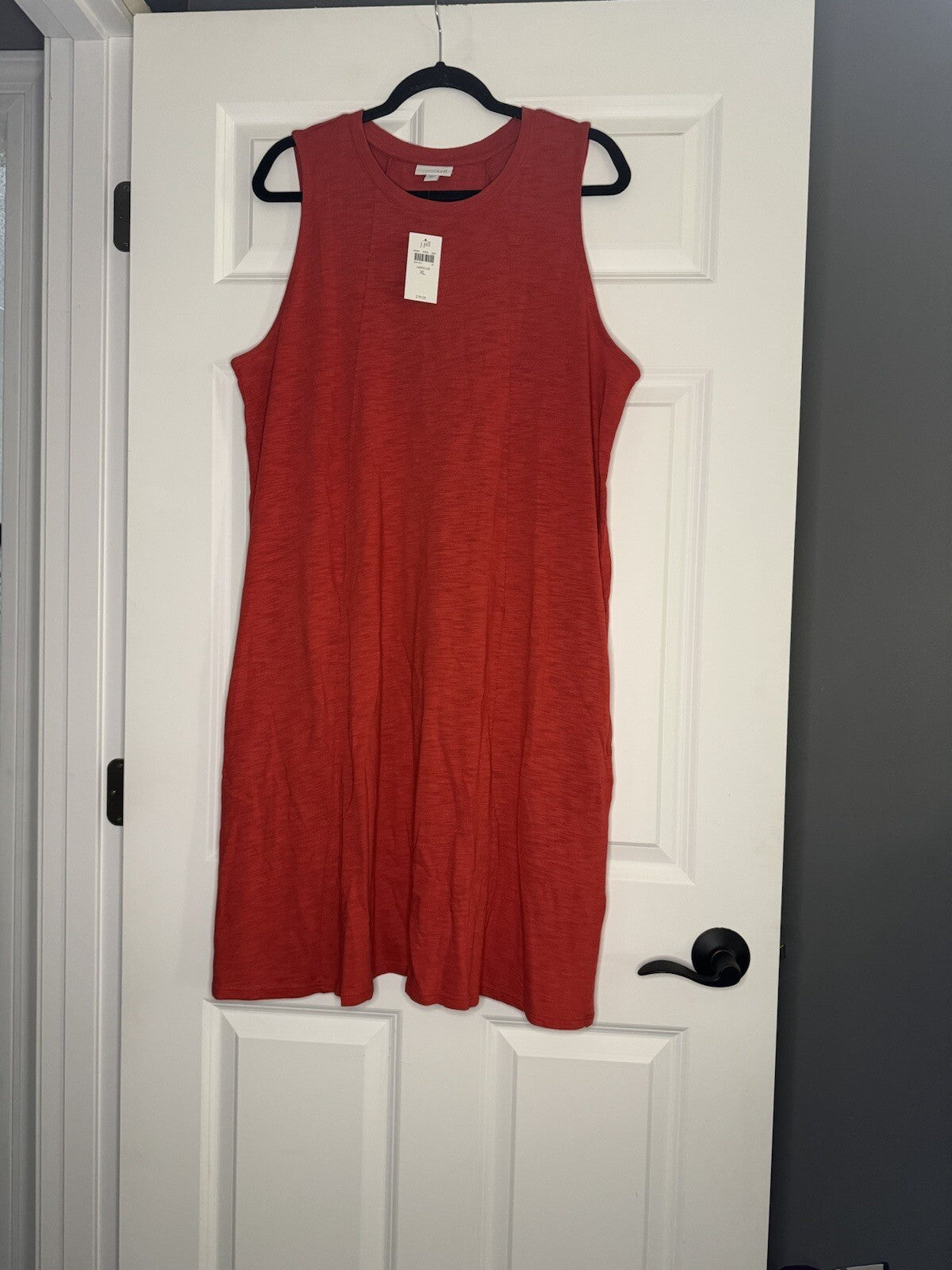 J Jill Sleeveless Dress Xl Hibiscus Red Heathered W Pockets Nwt 79.00