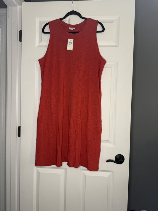 J Jill Sleeveless Dress Xl Hibiscus Red Heathered W Pockets Nwt 79.00