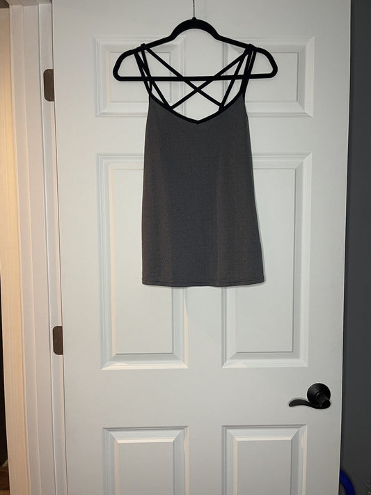 Under armour tank top loose large gray with black straps