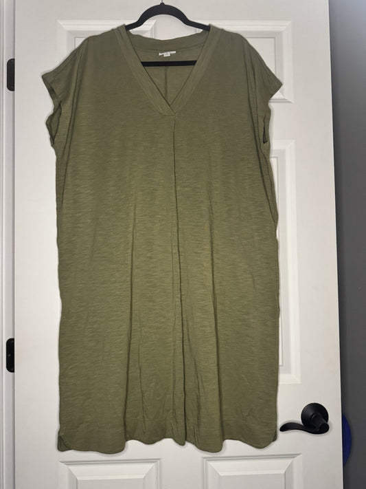 J Jill Short Sleeve Dress With Pockets Green 1x 