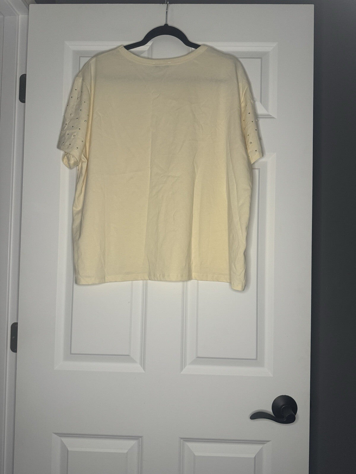 White Birch Xl Short Sleeve Blouse Cream W Multi Beading 