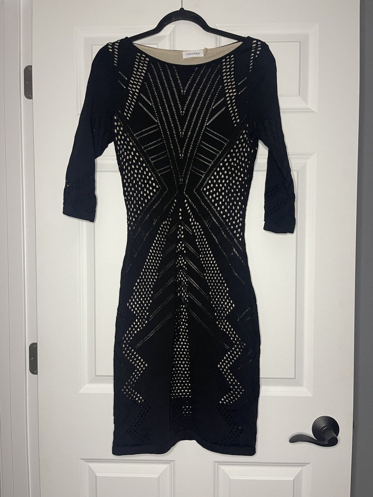 Calvin Klein dress 3/4 sleeve medium black with mesh And Beige