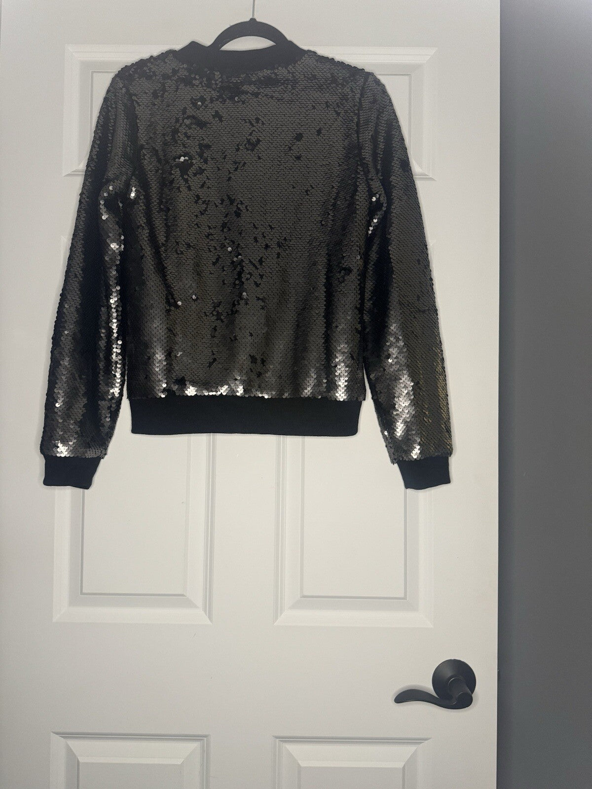 Mystree Small Zip Up Sequins Bomber Jacket Silver Or Black Switches Nwt 84