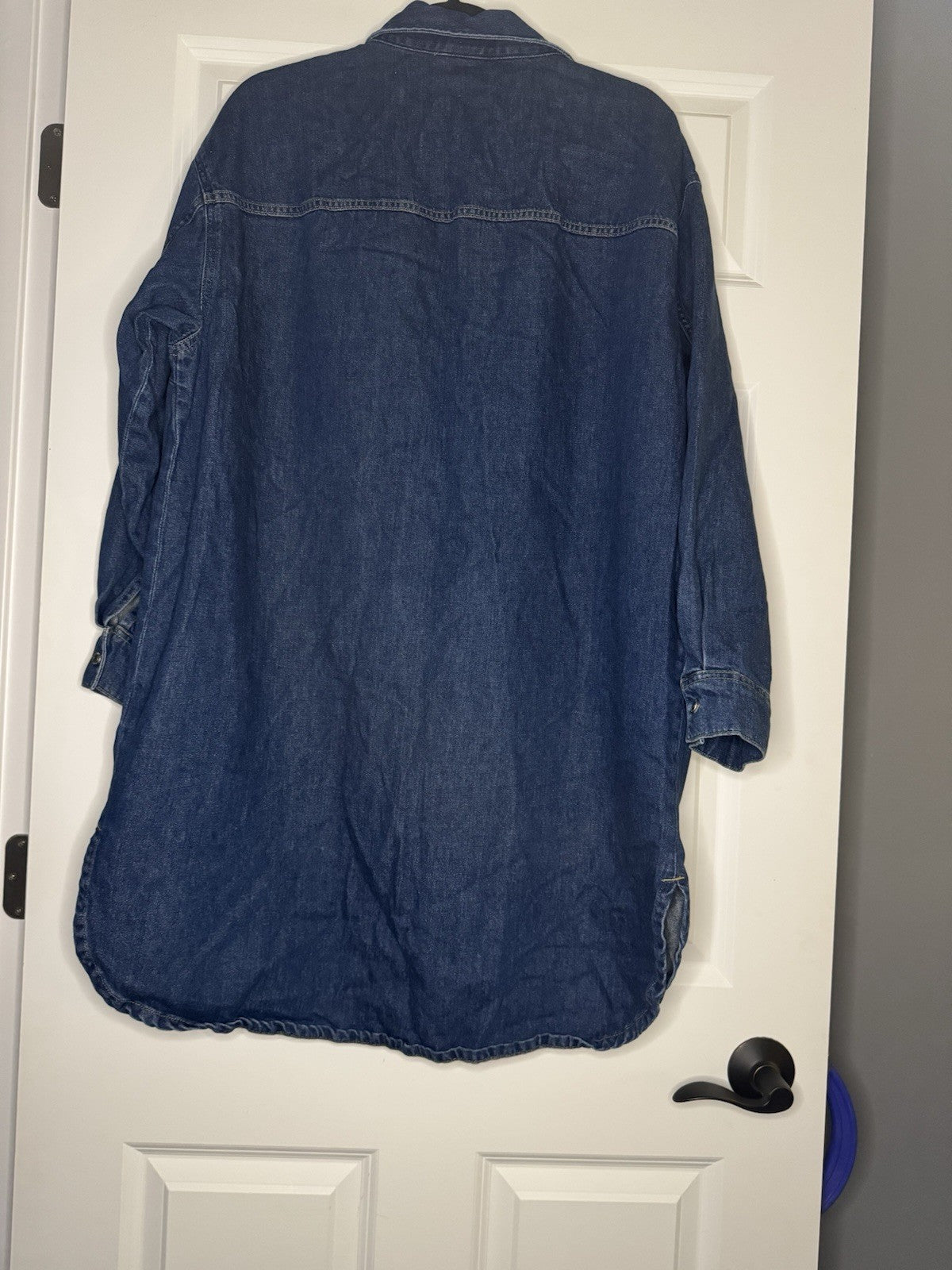 & Denim By Hm Blue Jean Button Up Dress Medium Dark Blue