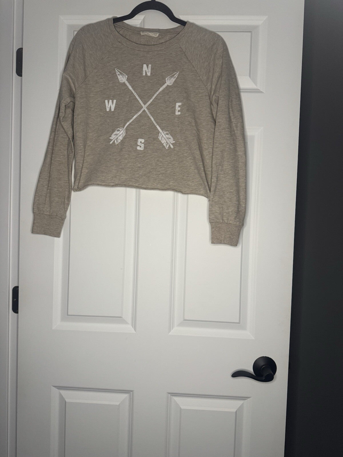 Synergy Organic Clothing Crop Sweateshirt Small Beige Compass 