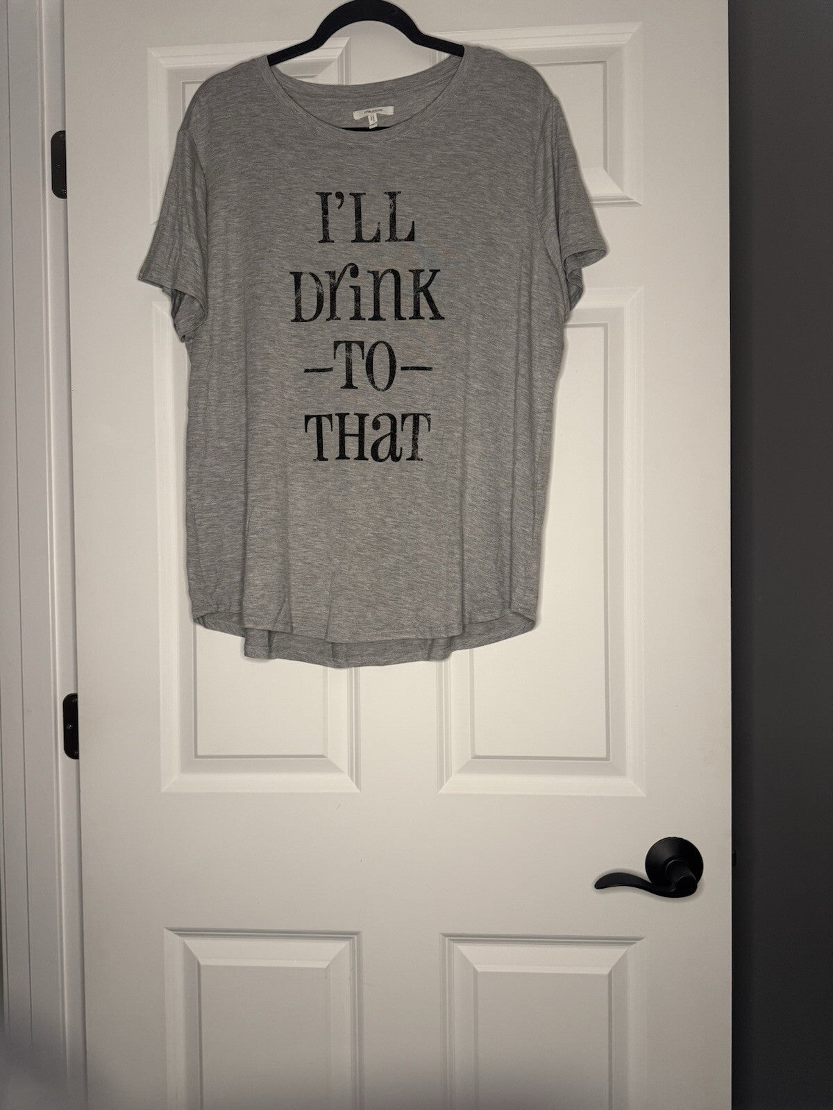 Maurice’s Short Sleeve Top Xl Ill Drink To That Gray W Black Nwt 