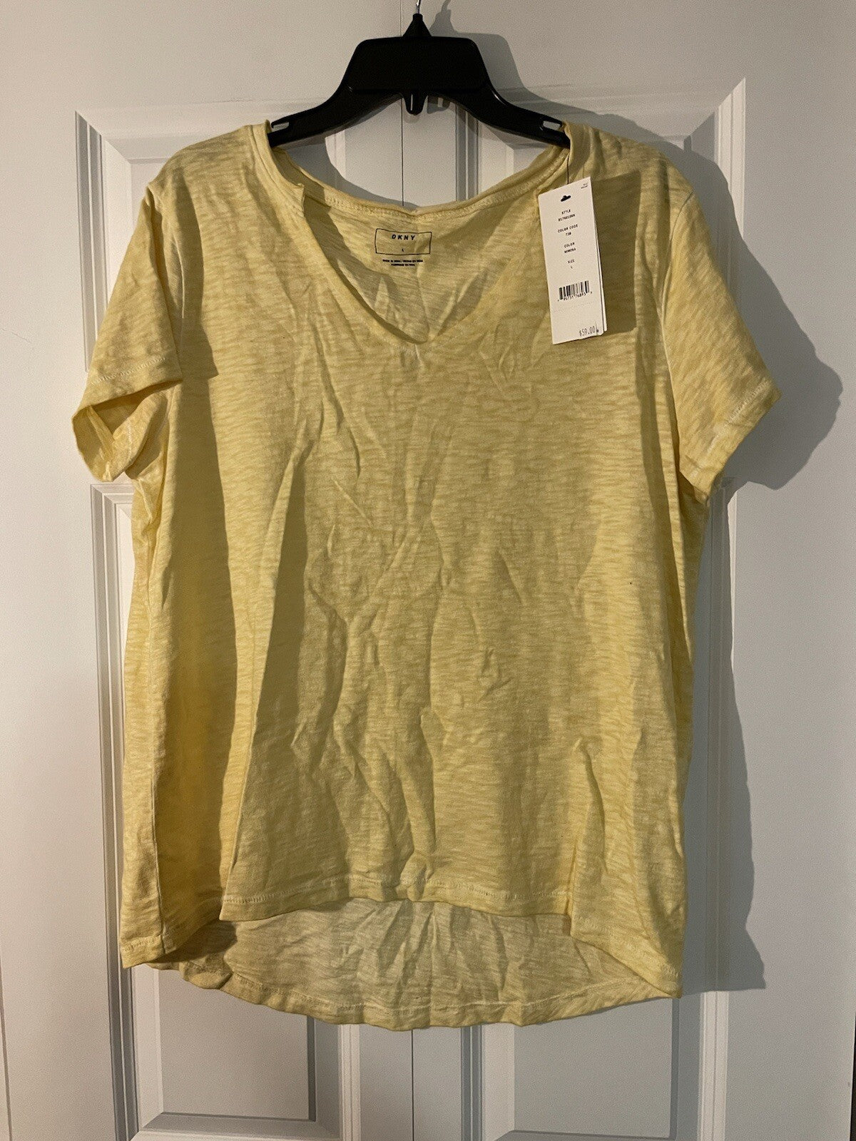Dkny short sleeve blouse large yellow nwt