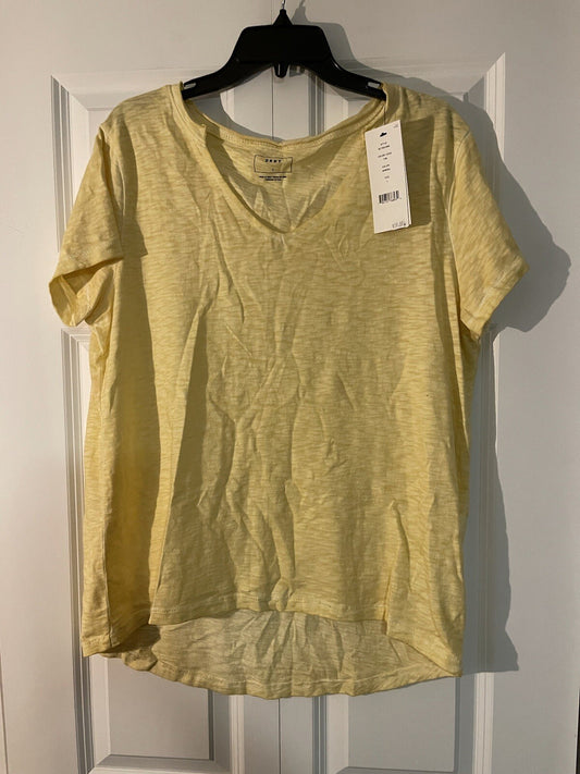 Dkny short sleeve blouse large yellow nwt