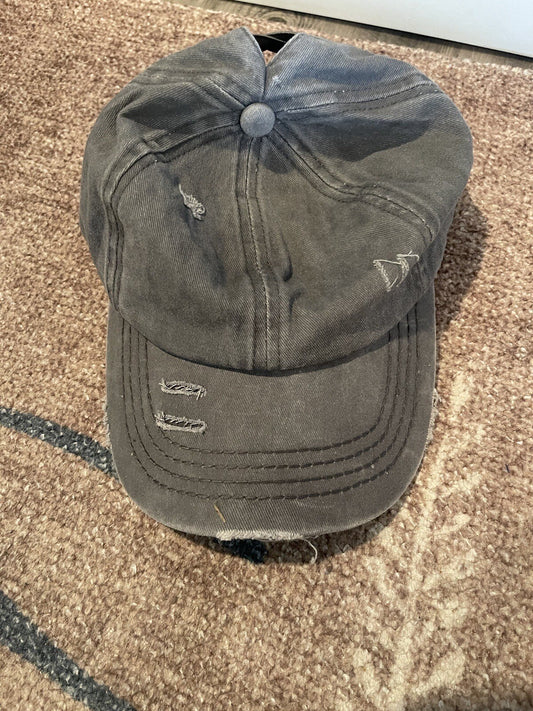 Cc Gray Baseball Cap Distressed 