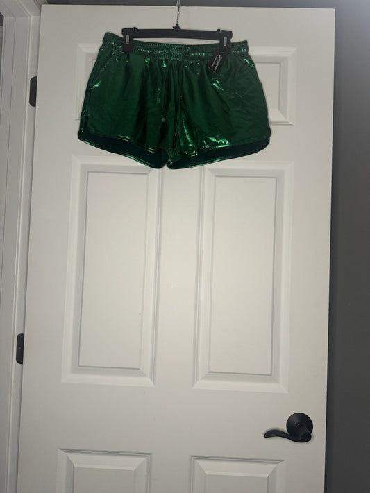 Poshdivah Metallic Shorts Green Xxl Nwt 