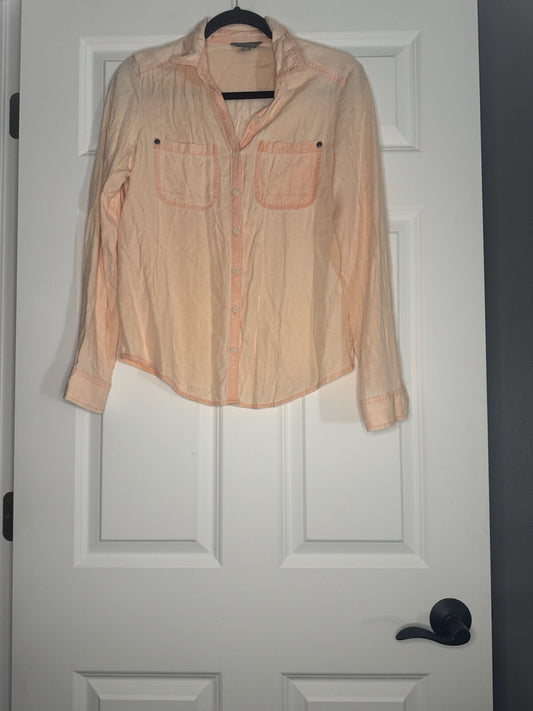 Rubbish Button Up Blouse Up Small Peach Acid Wash￼