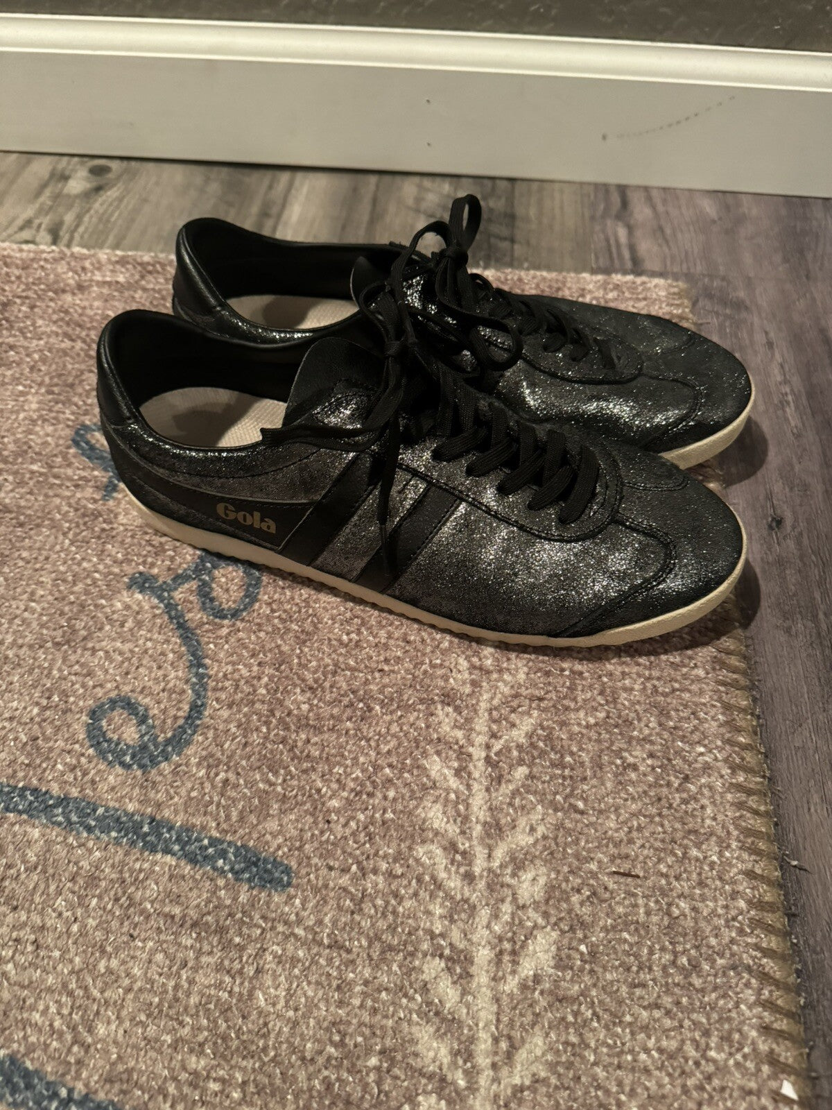 Gola Classic Elan Sneakers Size 9 Black Silver Sparkle