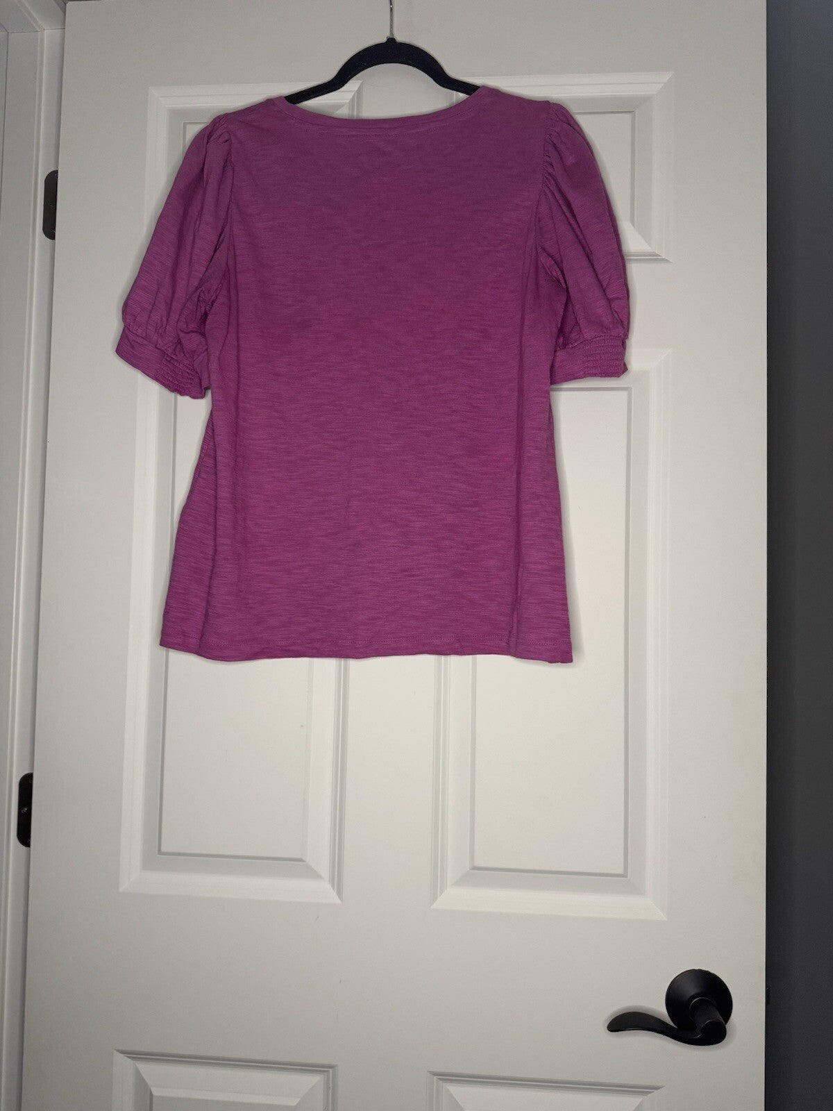 Chicos Short Poofy Sleeve Blouse Pink Heathered Size 2