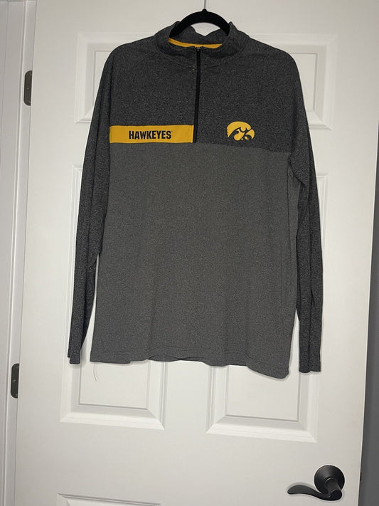Colosseum Iowa Hawkeyes Half Zip Large Mens Gray Black Gold 