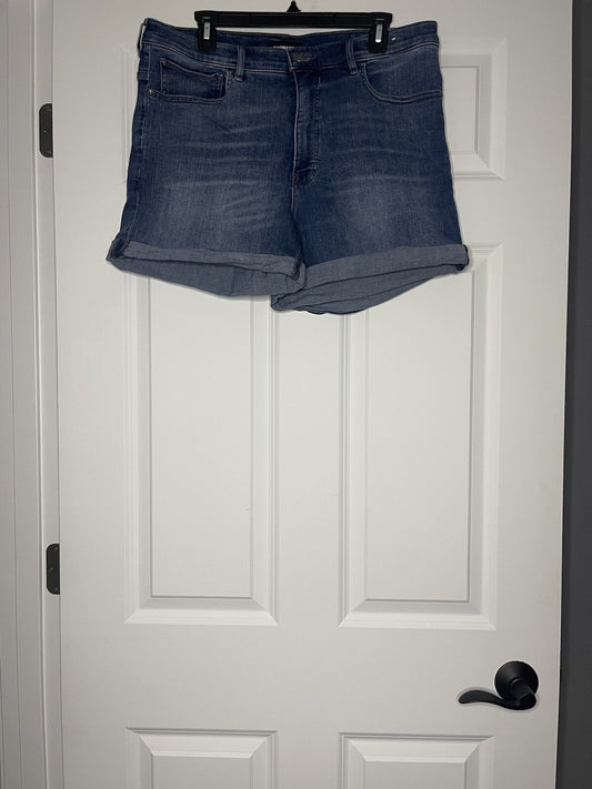 Express midi high rise shorts size 14 blue 