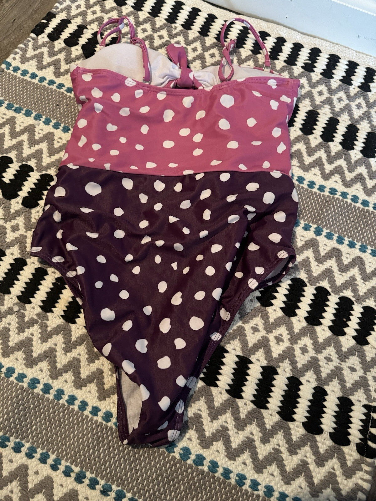 Unbranded One Piece Swimsuit Small Pink Purple White Print