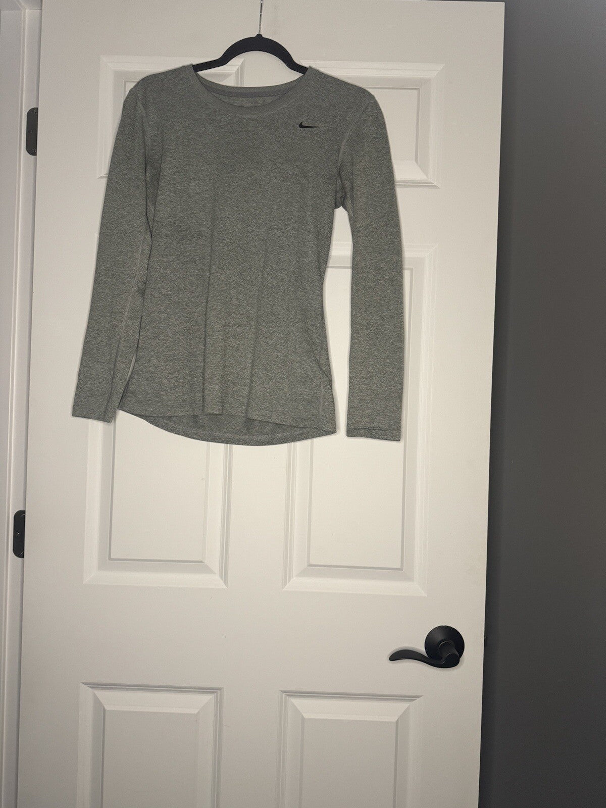 Nike Dri Fit Regular Fit Long Sleeve Top Small Gray Heathered