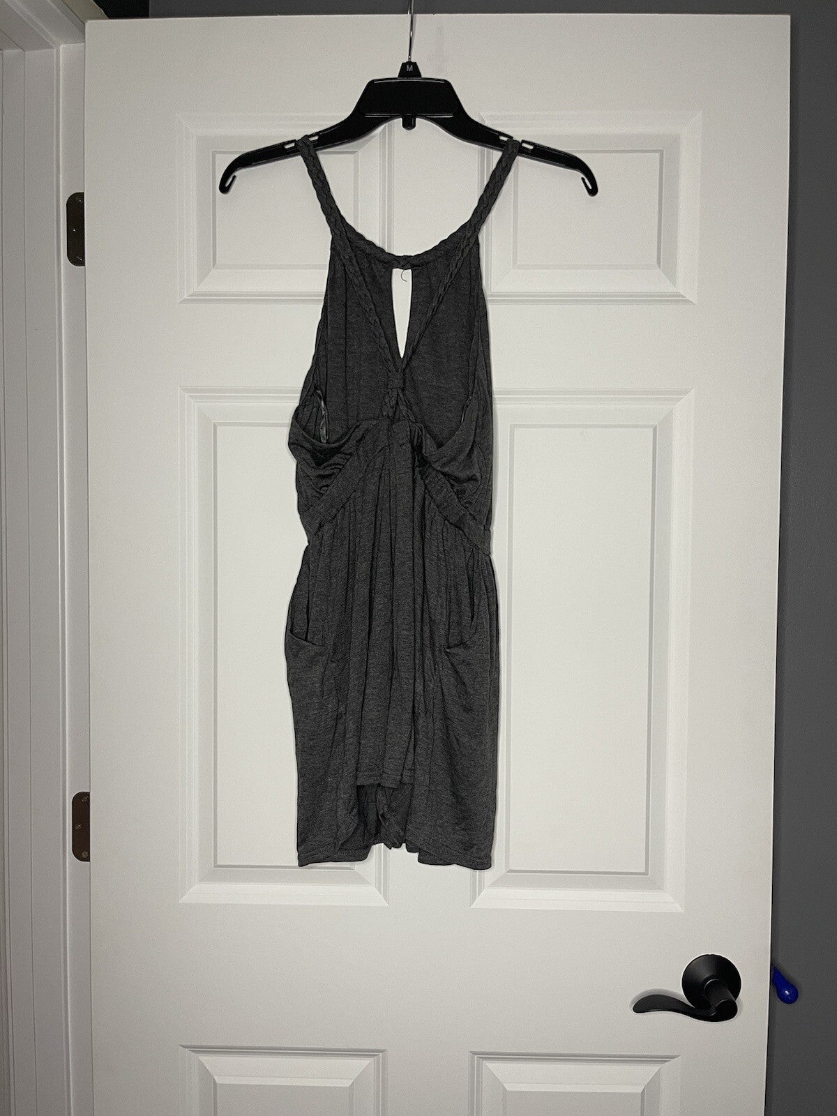 Impressions sleeveless shorts romper with pockets gray nwt